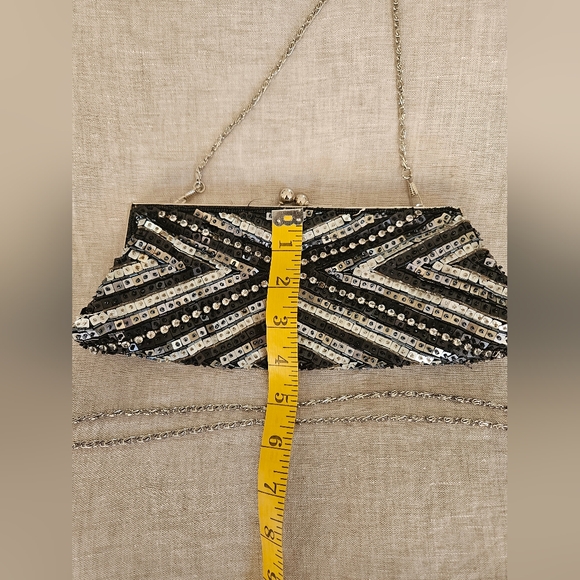 ALDO White, Silver, Black Beaded Clutch - Picture 2 of 7